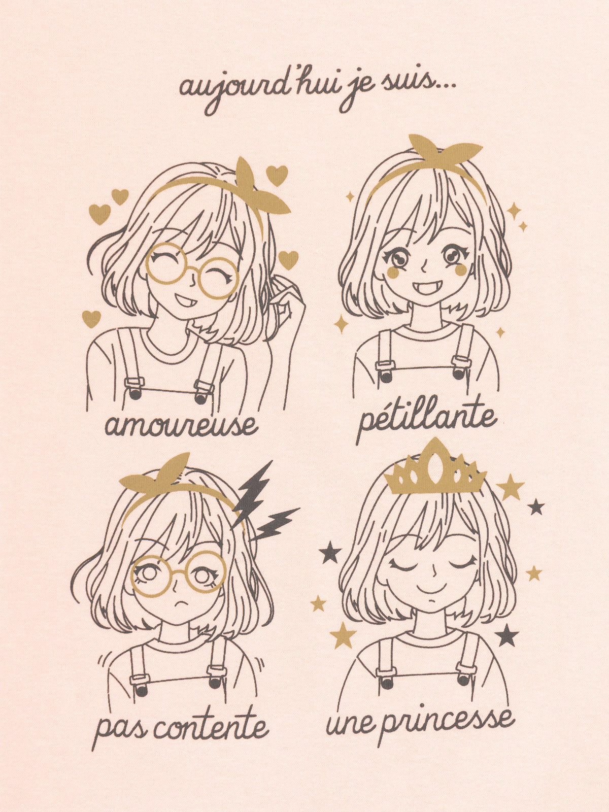 Tee-shirt humeur du jour fille (3-12A) Tee-shirt humeur du jour fille (3-12A)