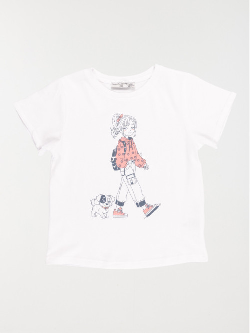 Tee-shirt blanc imprimé fille (3-12A)