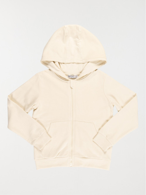 Sweat uni zippé à capuche garçon (3-12A)