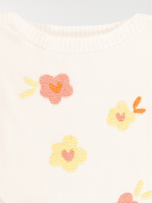 Pull fleurs brodées fille...