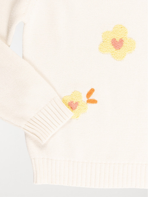 Pull fleurs brodées fille...