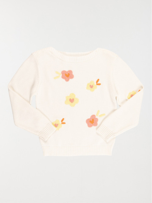 Pull fleurs brodées fille...