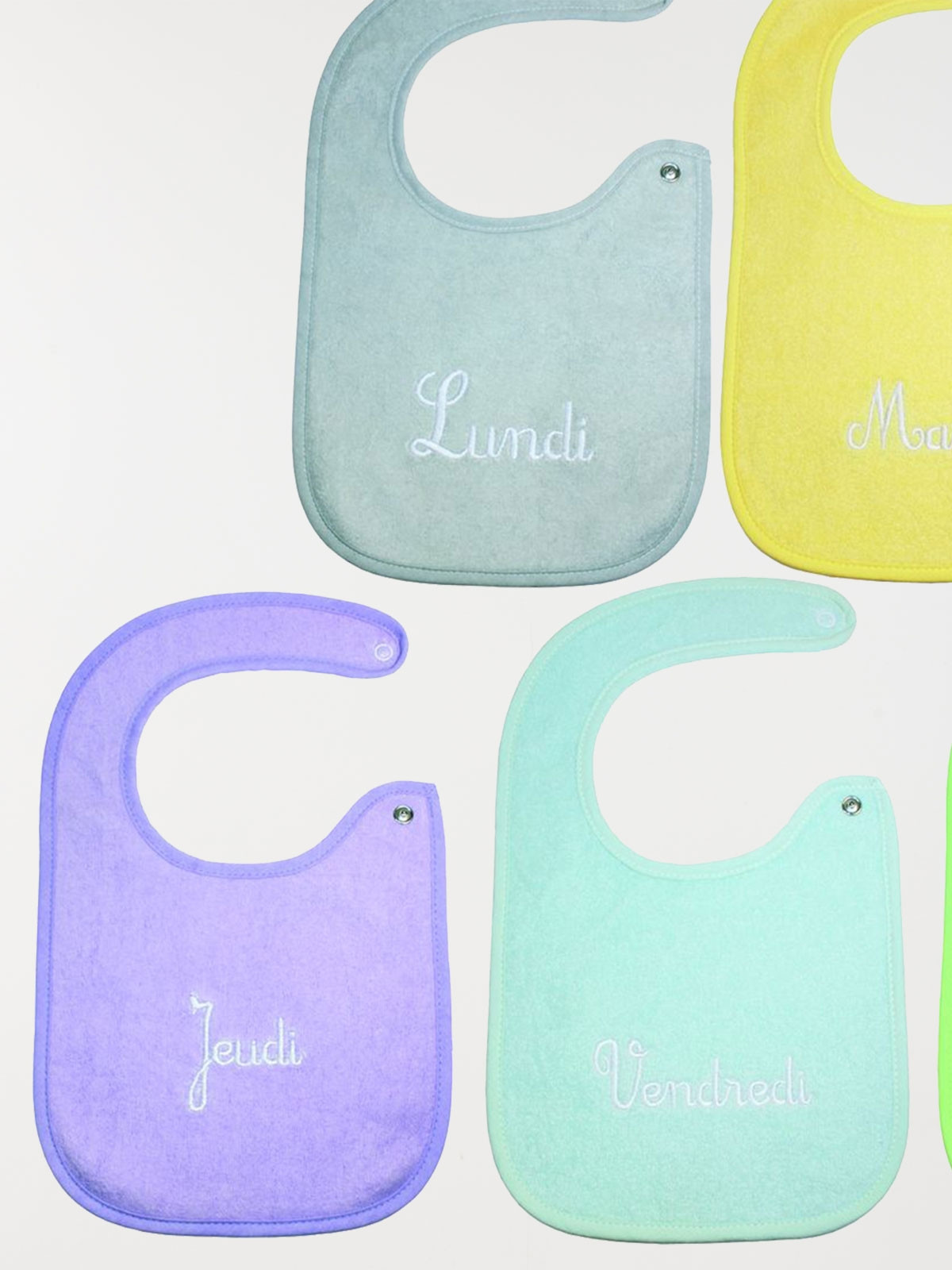 Lot de 7 bavoirs brodés Lot de 7 bavoirs brodés