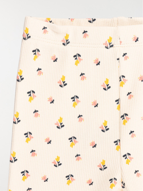 Legging fille cotelé fleuri...
