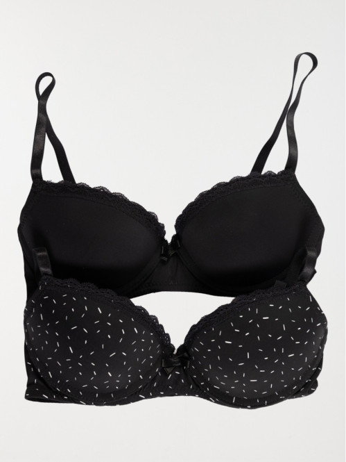 Lot de 2 soutiens-gorge noirs fille