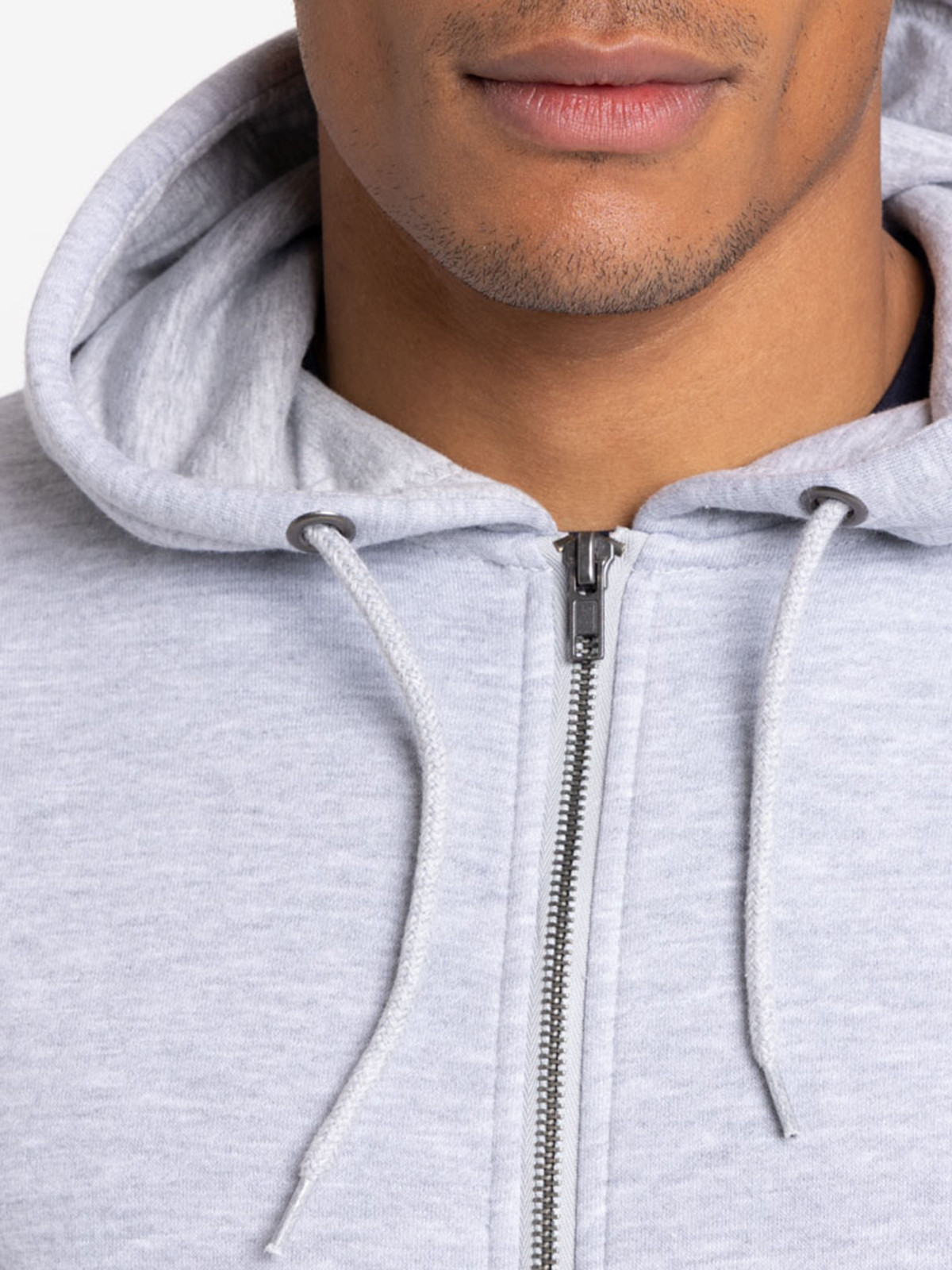 Sweat à capuche zippé gris chiné homme Sweat à capuche zippé gris chiné homme