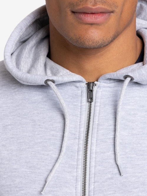 Sweat à capuche zippé gris chiné homme Sweat à capuche zippé gris chiné homme