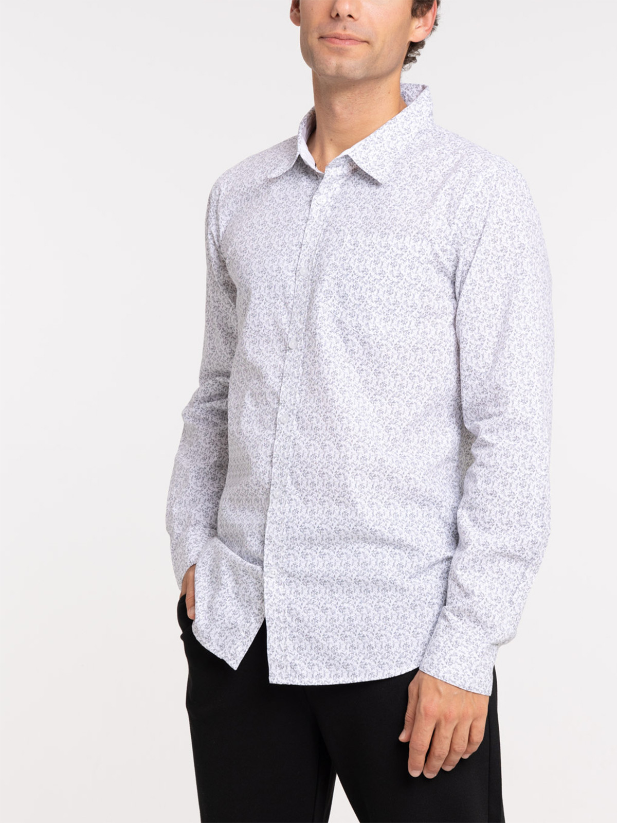 Chemise blanche fleurie homme