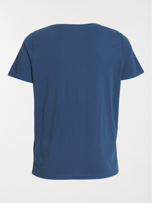 T-shirt col V bleu grande...