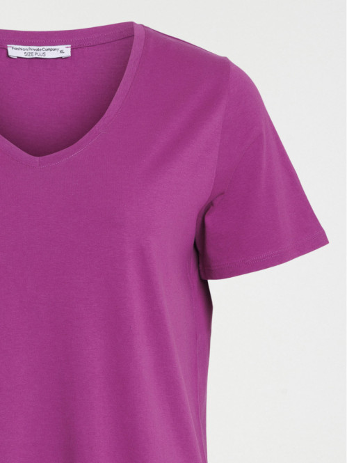 T-shirt col V violet grande...