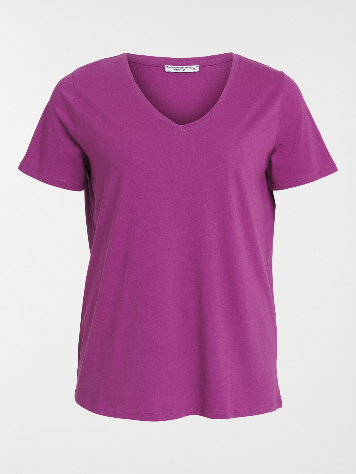 T-shirt col V violet grande taille femme