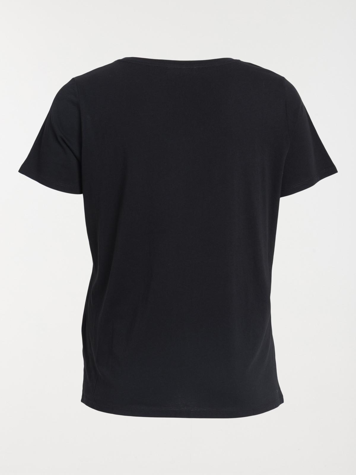 T-shirt col V noir grande taille femme