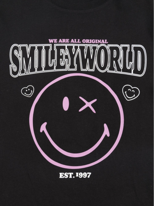Tee-shirt Smiley fille noir...