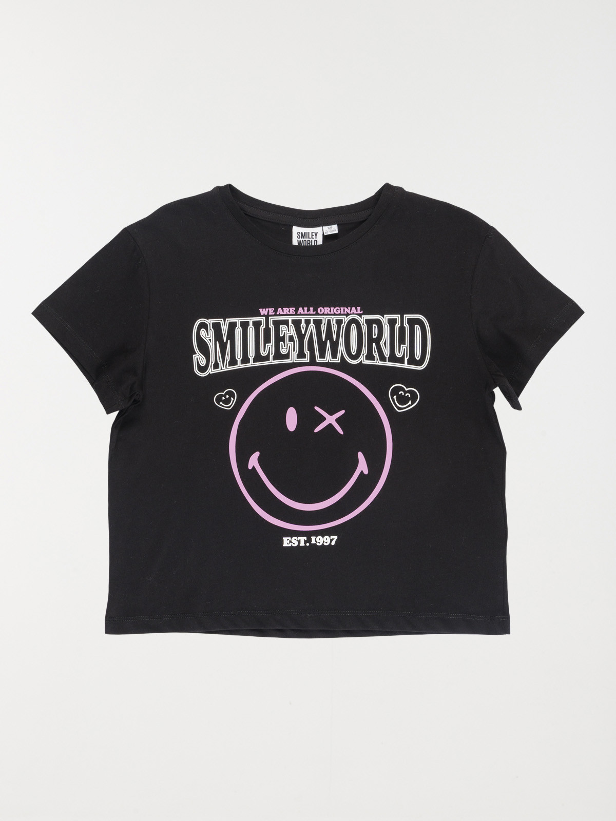 Tee-shirt Smiley fille noir (XXS-M)