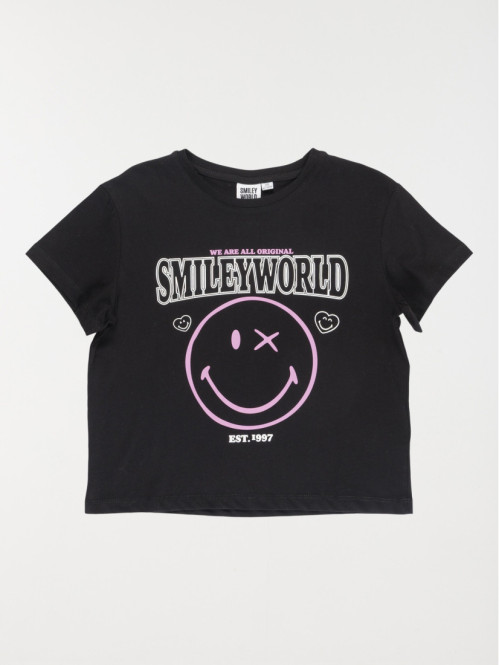 Tee-shirt Smiley fille noir (XXS-M)