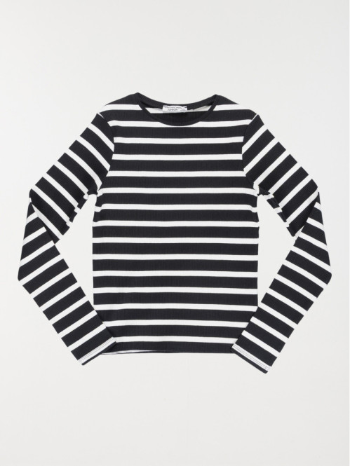 Tee-shirt rayé côtelé fille (XXS-M)