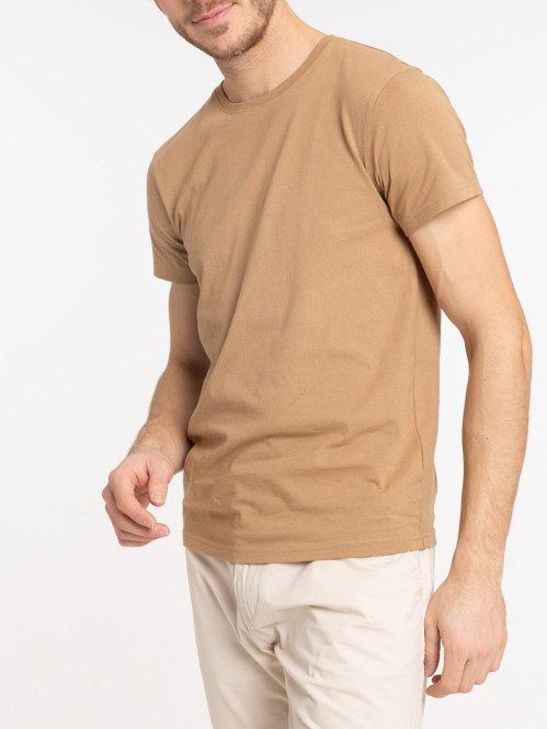 T-shirt homme col rond fauve