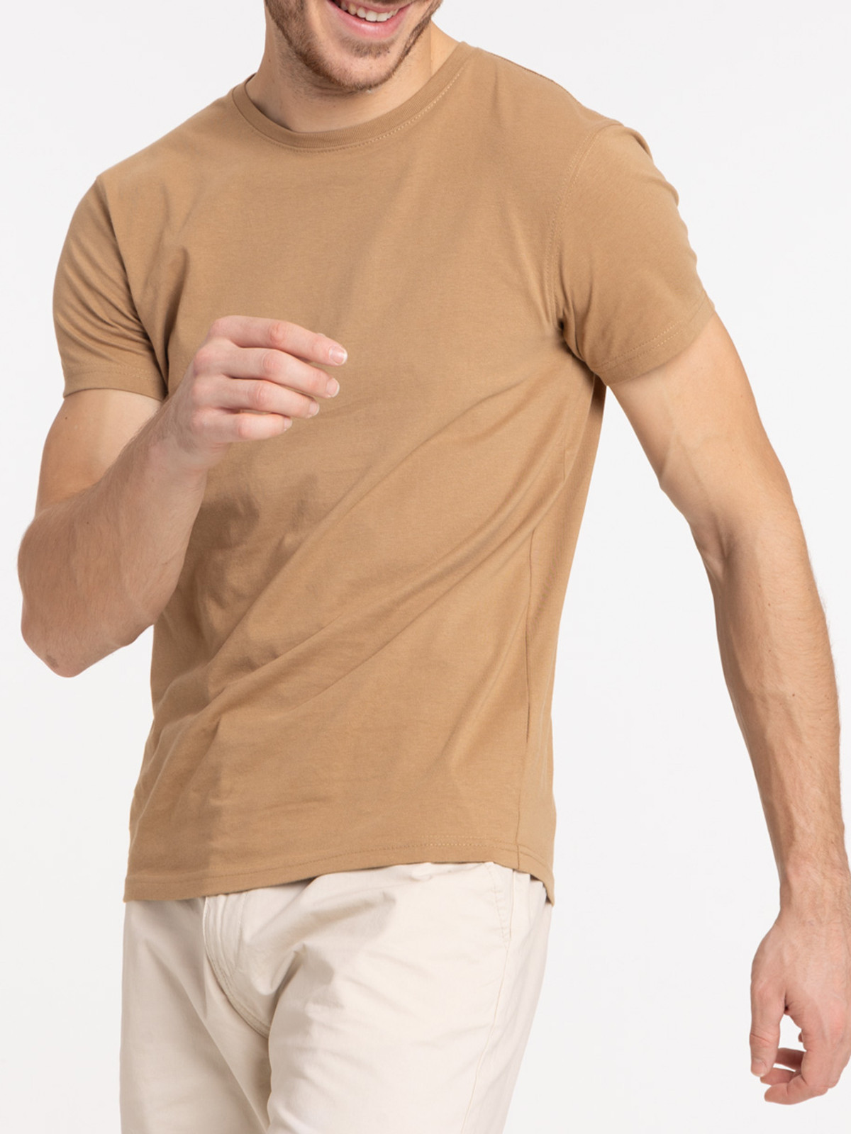 T-shirt homme col rond fauve