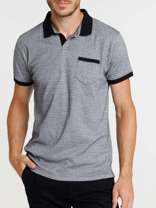 Polo noir motif pois homme
