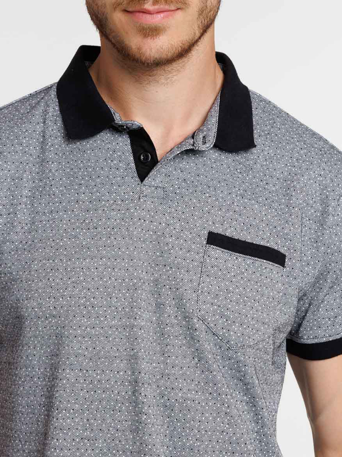 Polo noir motif pois homme
