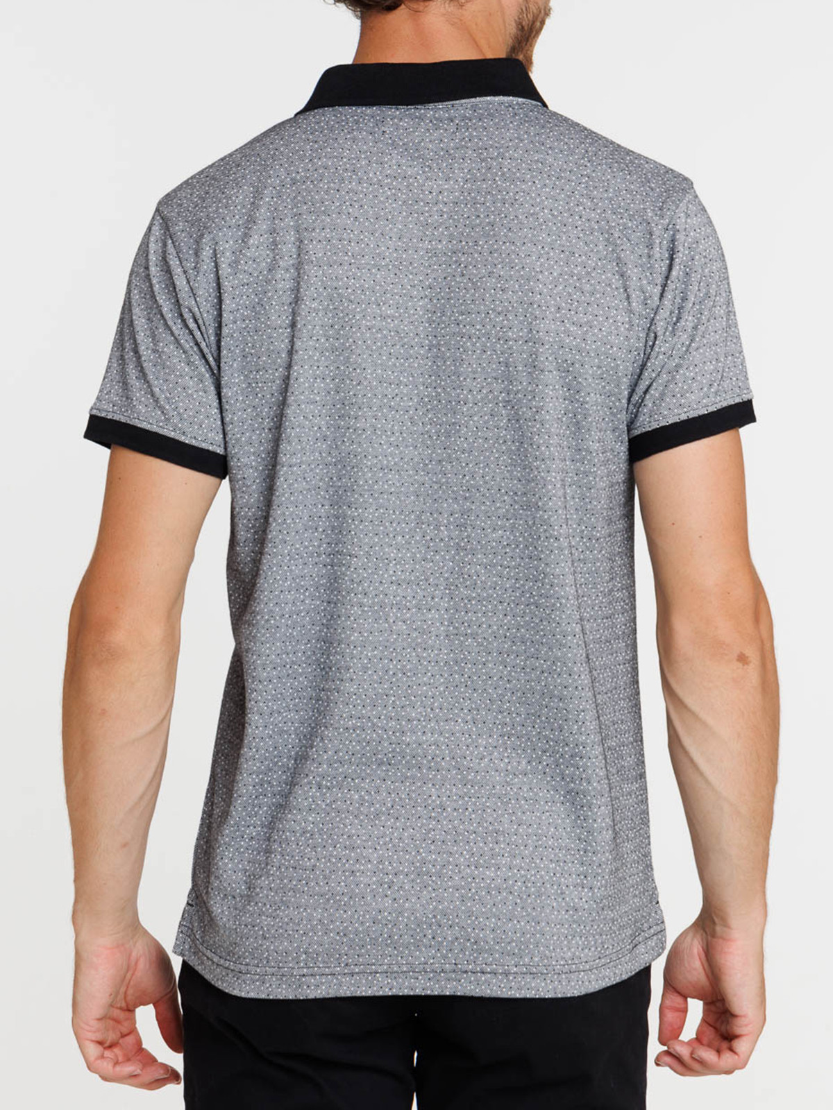 Polo noir motif pois homme