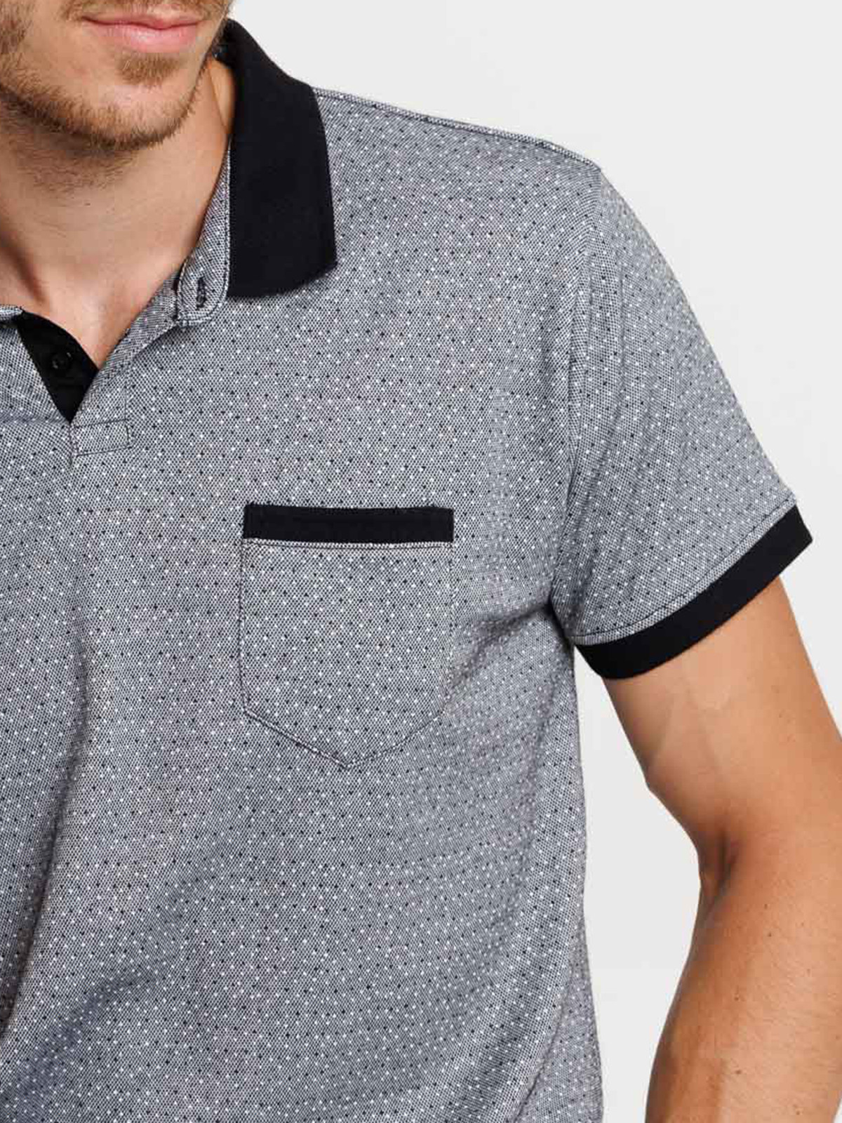 Polo noir motif pois homme