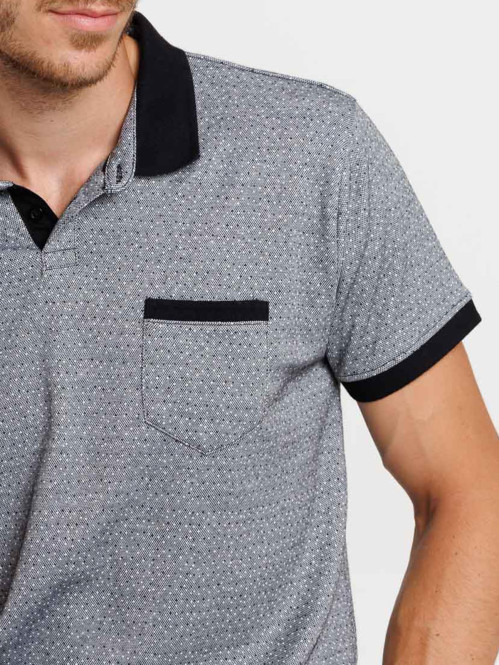 Polo noir motif pois homme