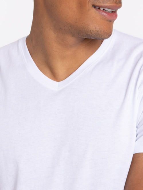 Tee-shirt col V blanc homme