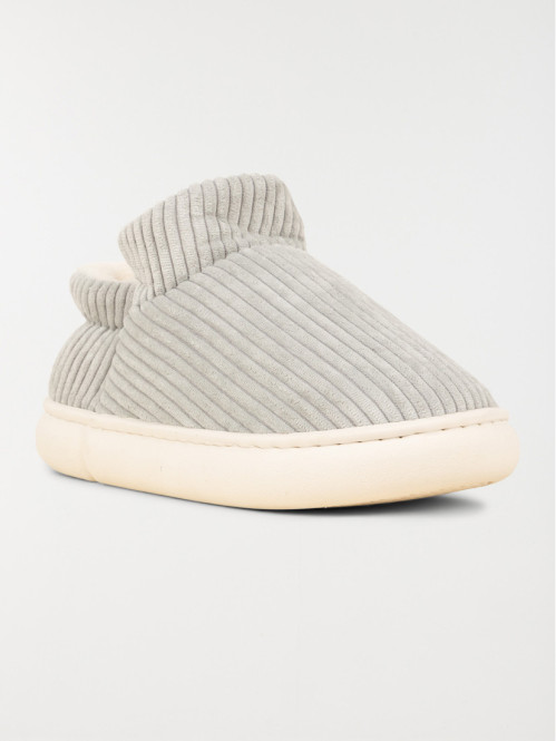 Pantoufles côtelés grises...