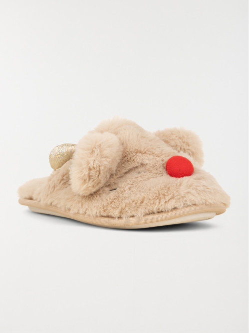 Pantoufle renne beige femme...