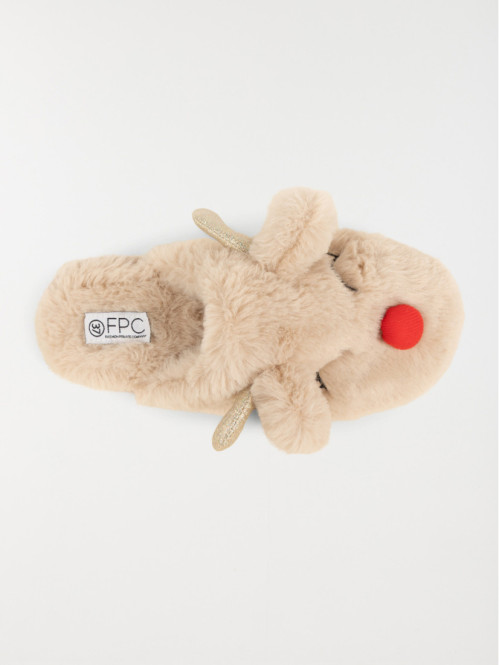 Pantoufle renne beige femme...