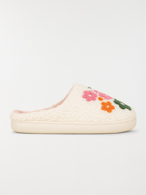 Mules fleurs brodées femme...