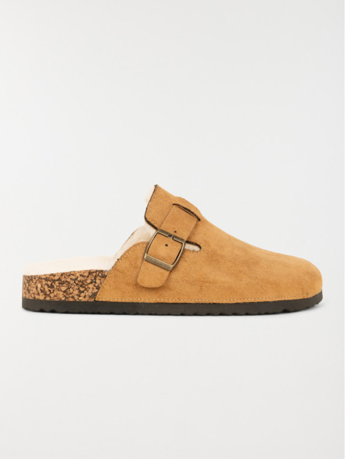Chausson mule fourré camel...