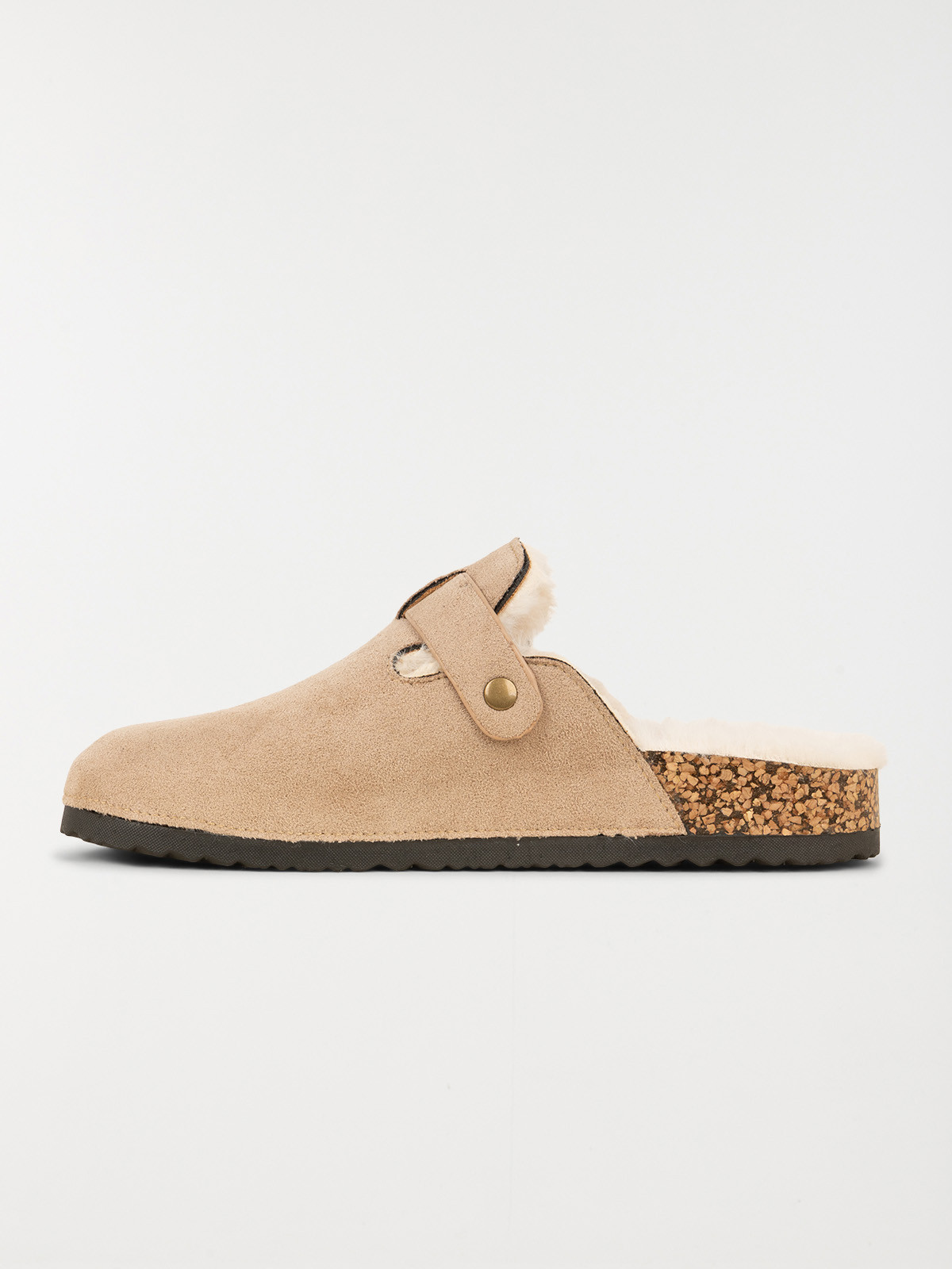 Chausson mule fourré beige femme (37-42)