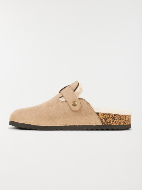 Chausson mule fourré beige femme (37-42)