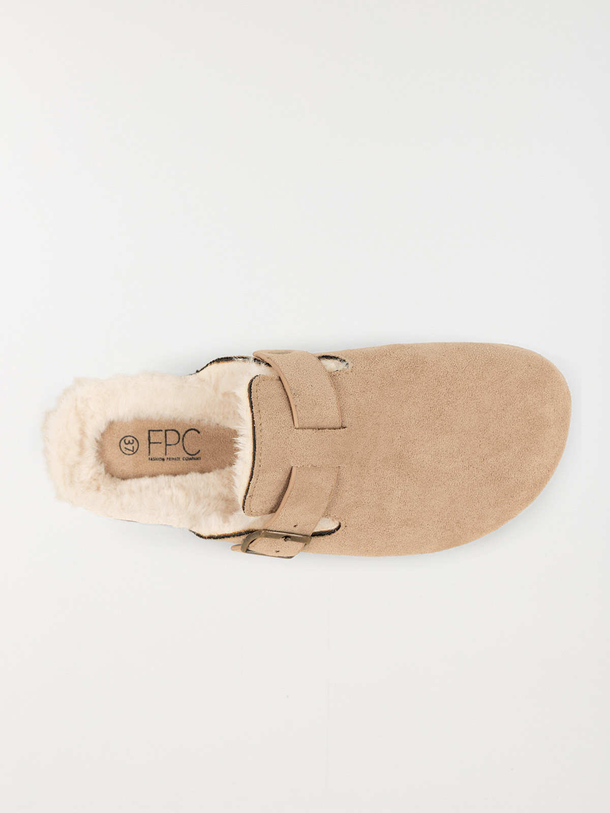 Chausson mule fourré beige femme (37-42)