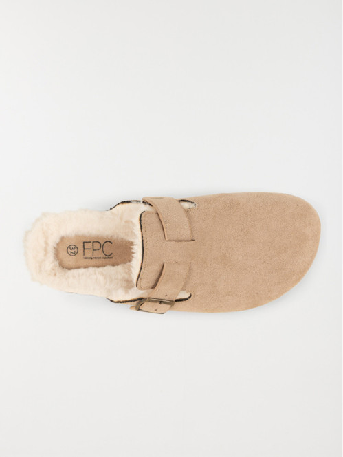 Chausson mule fourré beige femme (37-42)