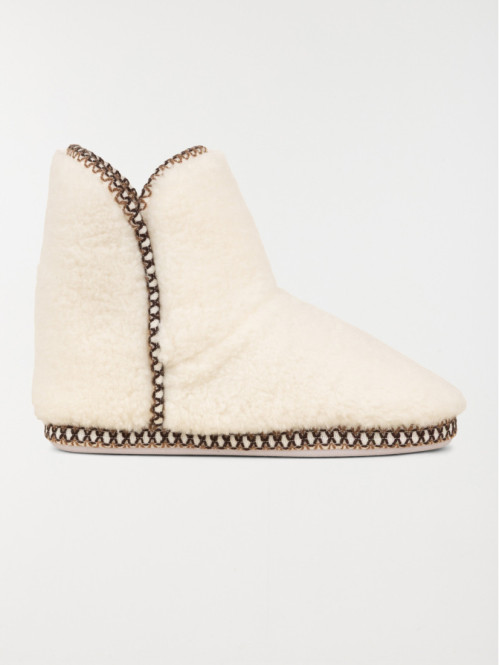 Chausson botte femme écru...