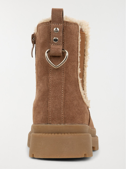 Boots col fourré camel...