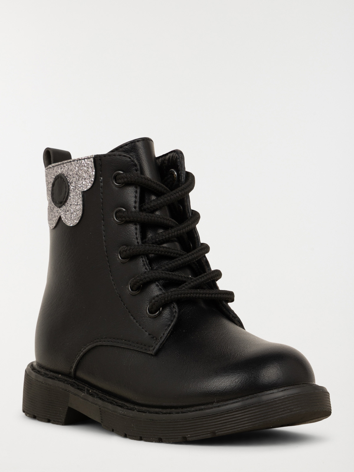 Bottines fleurs noires fille (24-30)