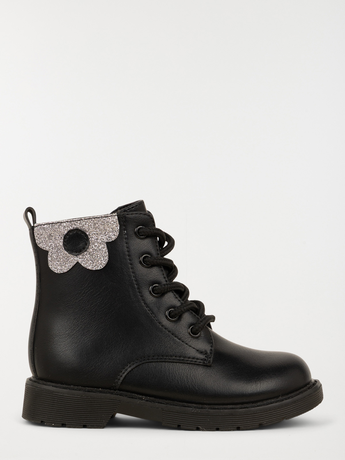 Bottines fleurs noires fille (24-30)