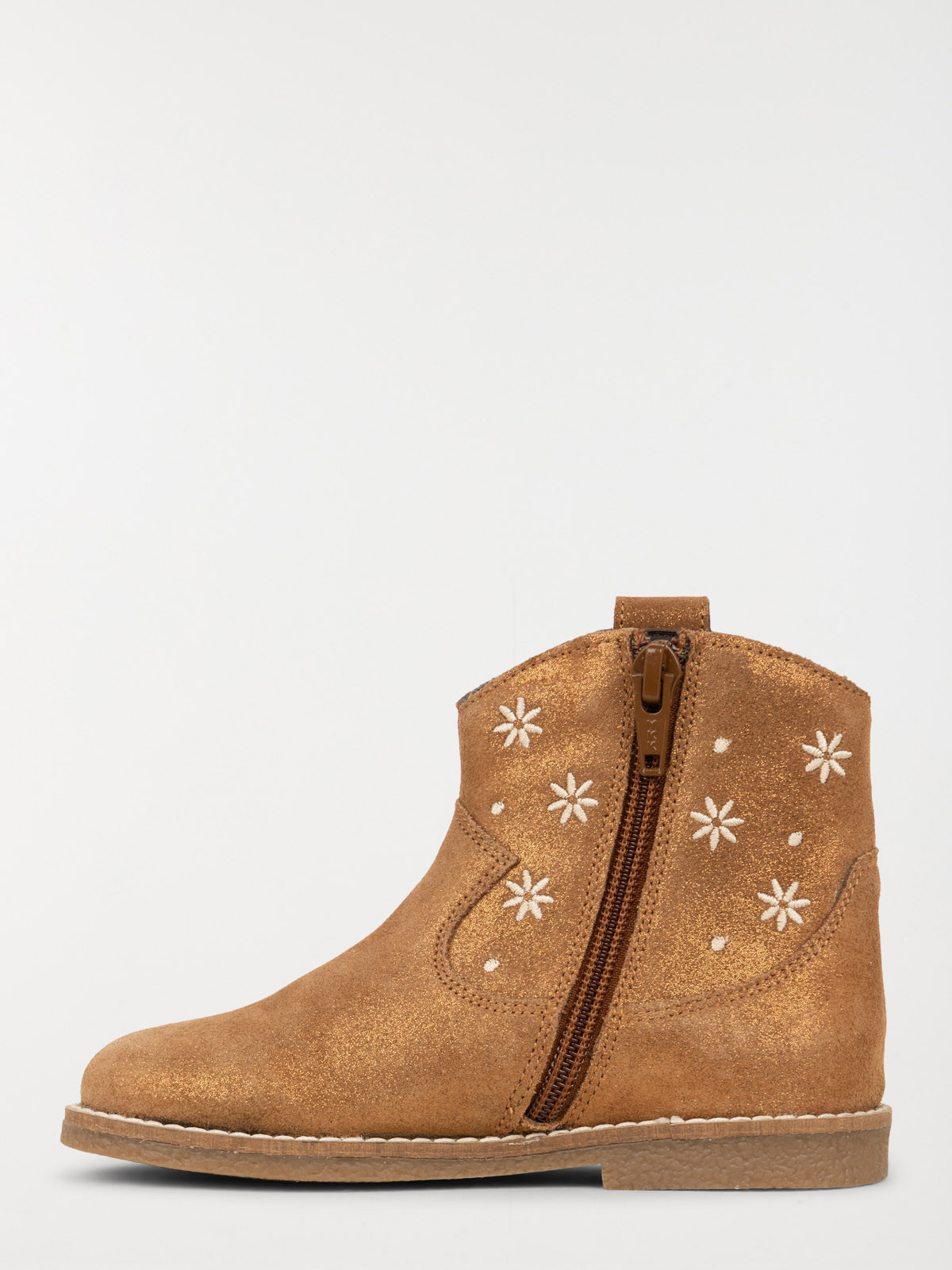 Bottine fleur brodée camel fille (24-30) Bottine fleur brodée camel fille (24-30)