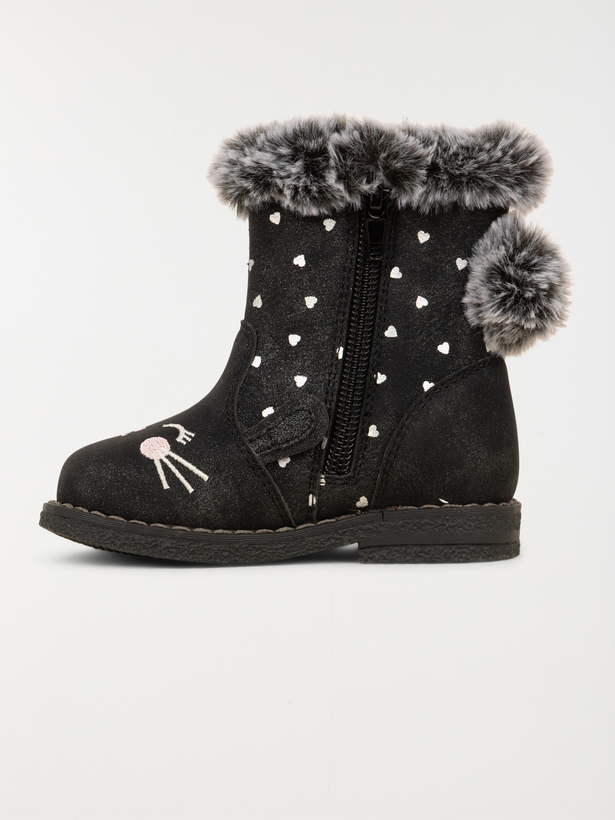 Bottines pompons fourrées fille (19-23)