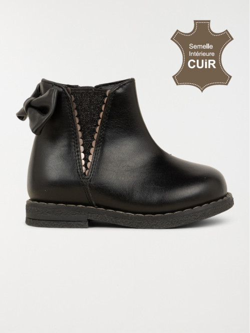 Bottines noeud fille noire (20-23)