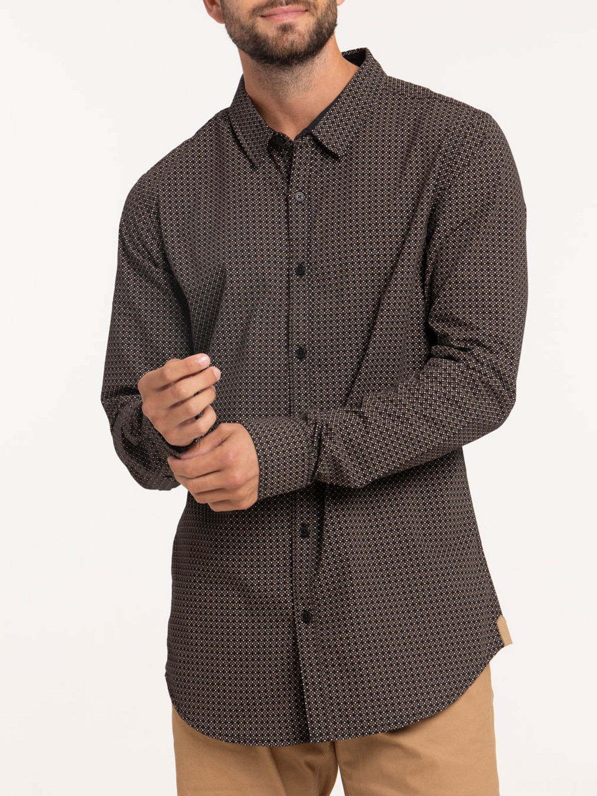 Chemise imprimée graphique noire homme