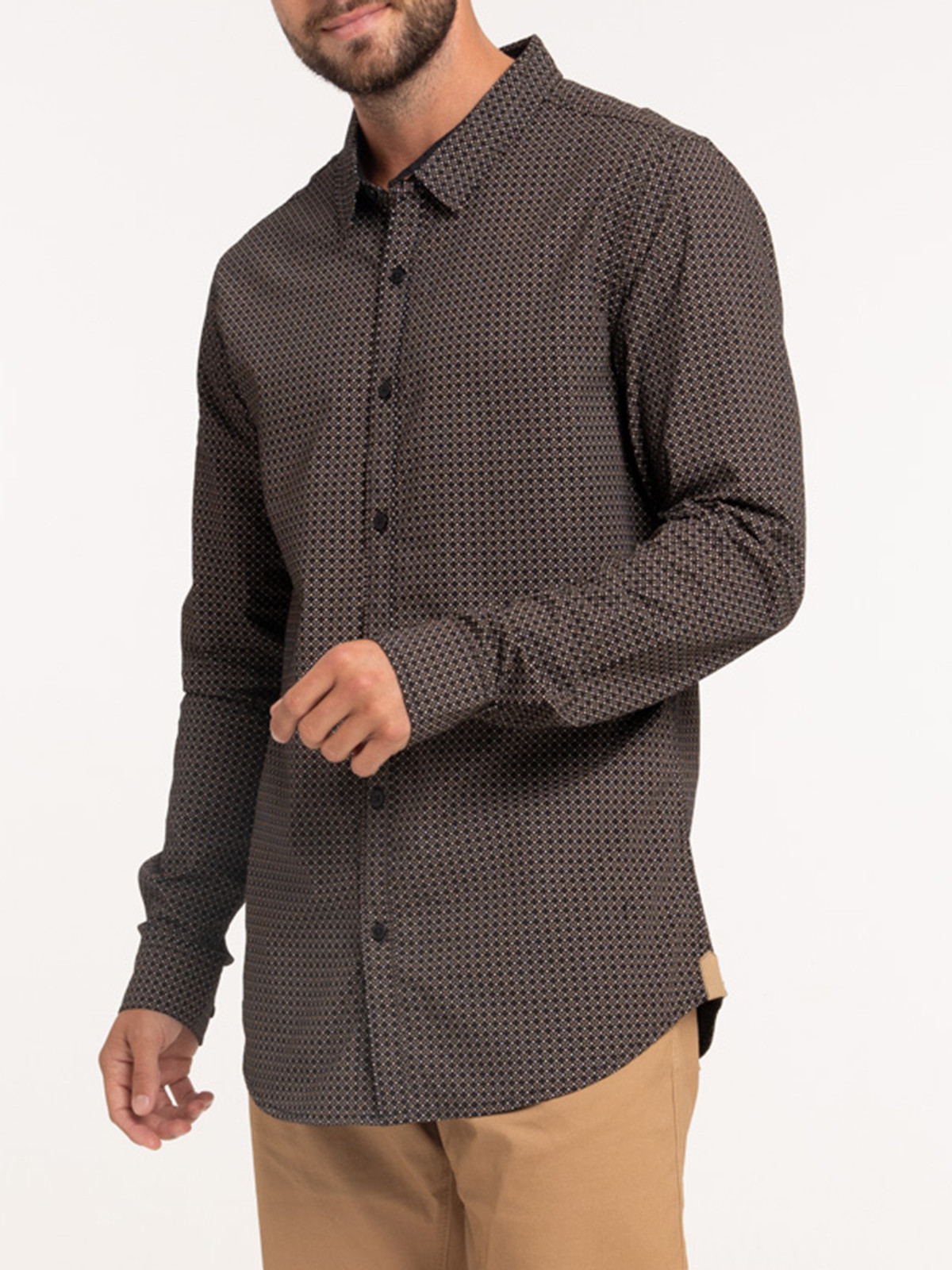 Chemise imprimée graphique noire homme