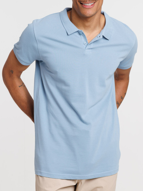 Polo 100% coton denim stone homme