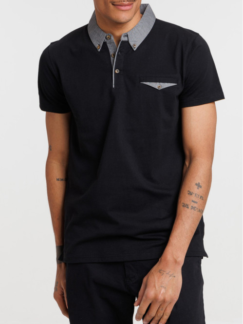 Polo 100% coton noir homme