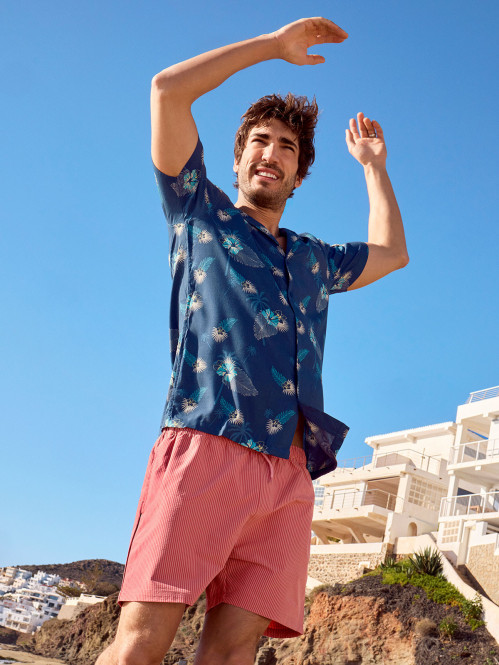 Chemisette fleurs tropicales homme