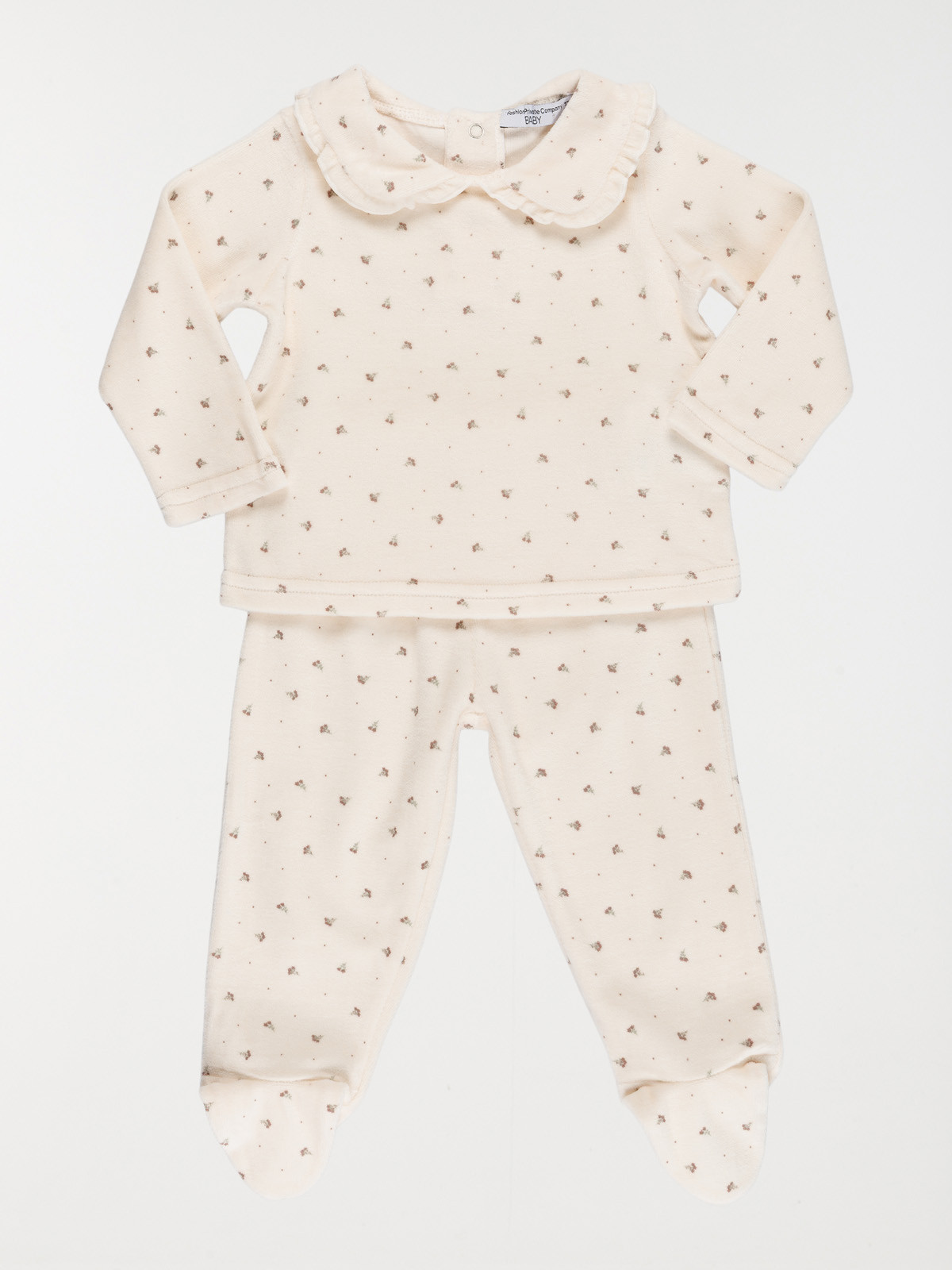 Pyjama fleuri col claudine fille (6-36M)